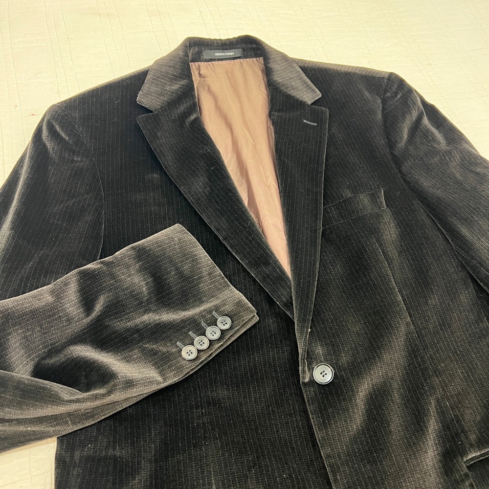 Hugo Boss Pasolini US Black Corduroy Velvet Blazer Sport Coat 42L Mens